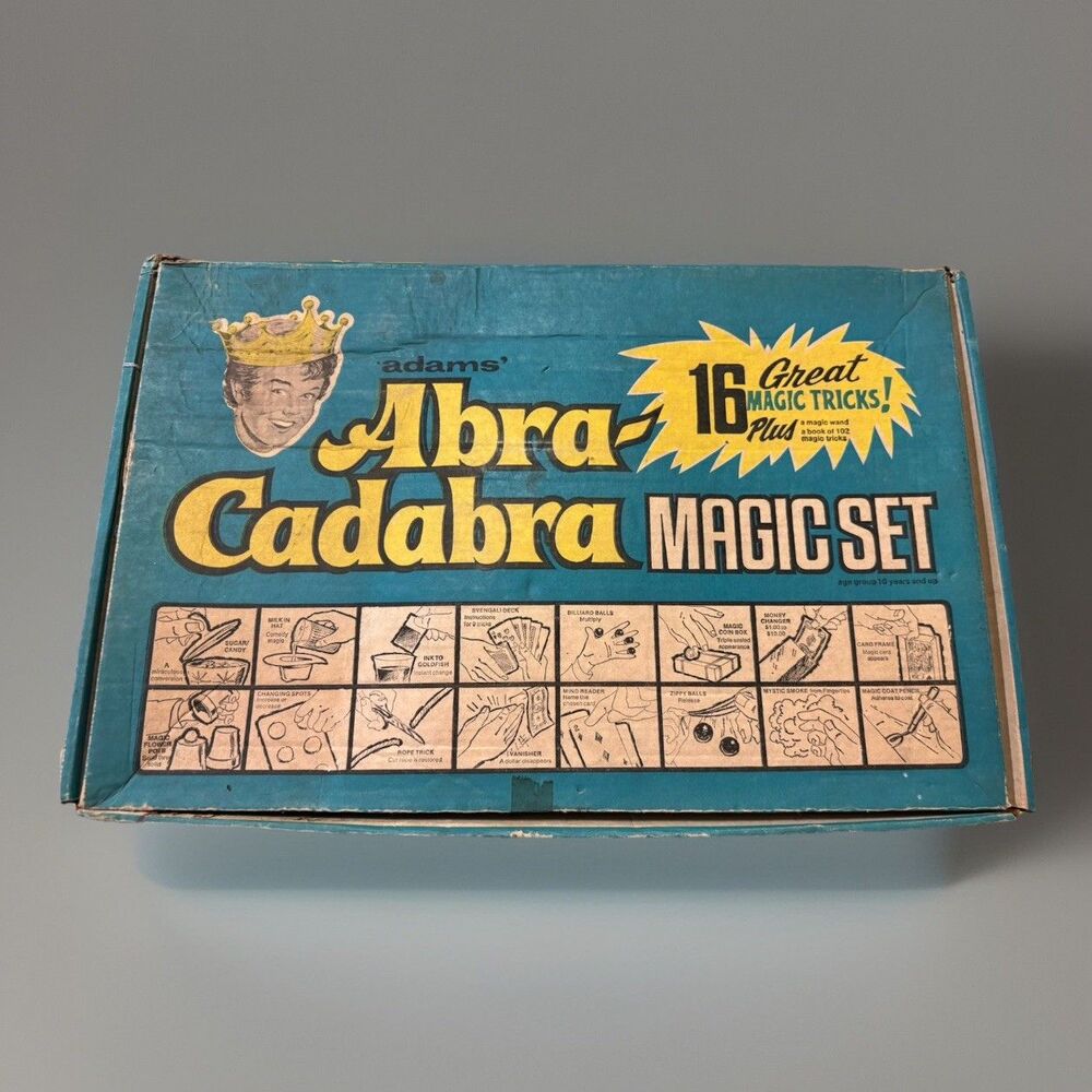 Vintage Adam’s Abra Cadabra Magic Set Complete Boxed Magic Trick Kit 1970s
